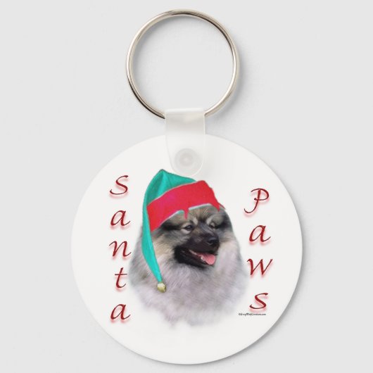 Keeshond Santa Paws Schlüsselanhänger (Vorderseite)