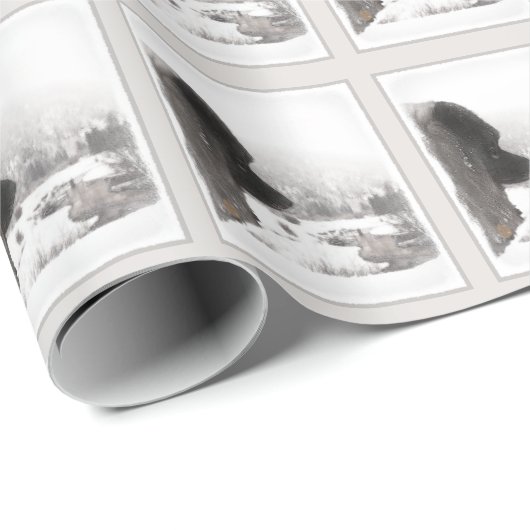 Keeshond Shadow's Creek Painting Original Hunde Ar Geschenkpapier (Rolleneckpunkt)