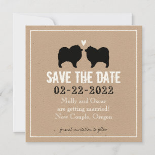 Keeshond Silhouetten Hochzeit Termin vormerken Save The Date