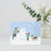 Keeshond Snow Dog | Niedlich Keesie WInter Scene Postkarte (Stehend Vorderseite)