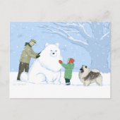 Keeshond Snow Dog | Niedlich Keesie WInter Scene Postkarte (Vorderseite)