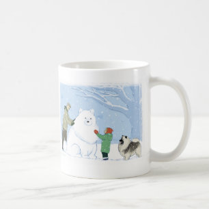 Keeshond Snow Dog Niedliche Winterlandschaft Keesi Kaffeetasse