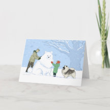 Keeshond Snow Dog Niedliche Winterlandschaft Weihn