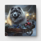 Keeshond Snowy Sleigh Weihnachtsdekor Fotoplatte (Vorderseite)