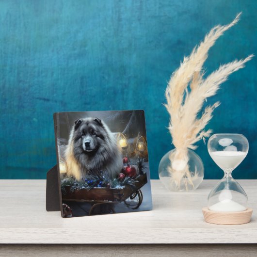 Keeshond Snowy Sleigh Weihnachtsdekor Fotoplatte (InSitu)