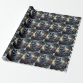 Keeshond Snowy Sleigh Weihnachtsdekor Geschenkpapier (Ungerollt)