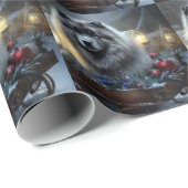 Keeshond Snowy Sleigh Weihnachtsdekor Geschenkpapier (Rolleneckpunkt)