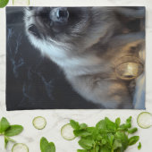 Keeshond Snowy Sleigh Weihnachtsdekor Geschirrtuch (Gefaltet)