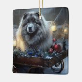 Keeshond Snowy Sleigh Weihnachtsdekor Keramikornament (Links)