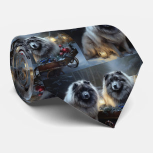 Keeshond Snowy Sleigh Weihnachtsdekor Krawatte