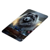 Keeshond Snowy Sleigh Weihnachtsdekor Magnet (Linke Seite)