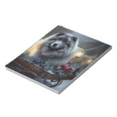 Keeshond Snowy Sleigh Weihnachtsdekor Notizblock (Rotiert)