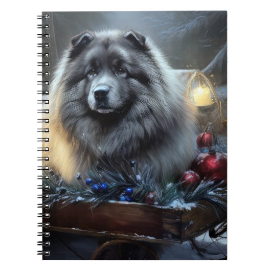 Keeshond Snowy Sleigh Weihnachtsdekor Notizblock (Vorderseite)