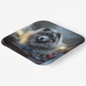 Keeshond Snowy Sleigh Weihnachtsdekor Pappteller (Gewinkelt)