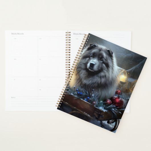 Keeshond Snowy Sleigh Weihnachtsdekor Planer (Anzeige)