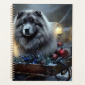 Keeshond Snowy Sleigh Weihnachtsdekor Planer (Vorderseite)