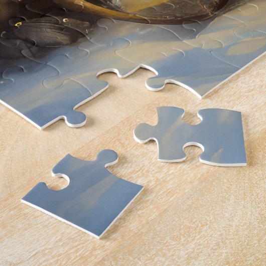 Keeshond Snowy Sleigh Weihnachtsdekor Puzzle (Seite)