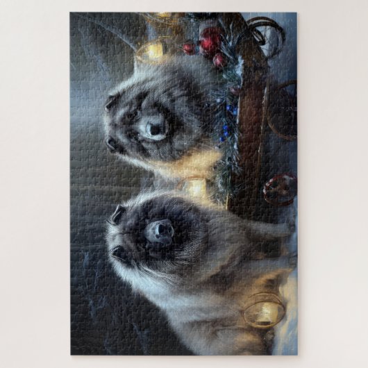 Keeshond Snowy Sleigh Weihnachtsdekor Puzzle (Vertikal)