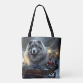 Keeshond Snowy Sleigh Weihnachtsdekor Tasche (Rückseite)