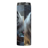 Keeshond Snowy Sleigh Weihnachtsdekor Thermosbecher (Rückseite)