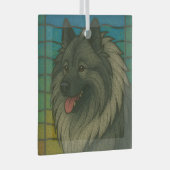 Keeshond "Stached Glass" Ornament Aus Glas (Vorderseite Rechts)