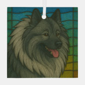 Keeshond "Stached Glass" Ornament Aus Glas (Rückseite)