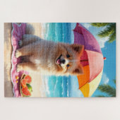Keeshond Strand Entspannungsszene Puzzle (Horizontal)