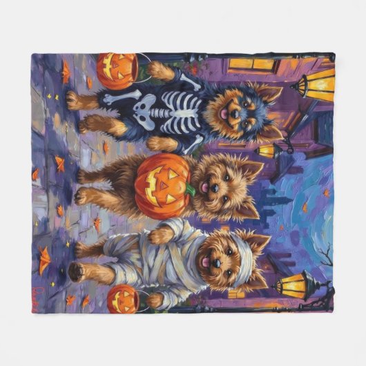 Keeshond Trick-or-Treating in Halloween-Kostümen Fleecedecke (Vorderseite (Horizontal))
