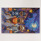 Keeshond Trick-or-Treating in Halloween-Kostümen Puzzle (Horizontal)