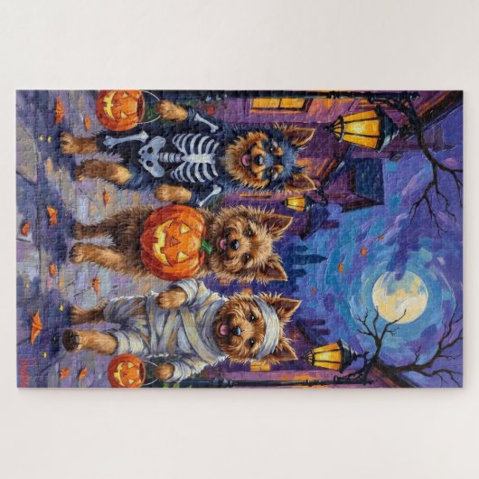 Keeshond Trick-or-Treating in Halloween-Kostümen Puzzle (Horizontal)