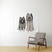 Keeshond und Briard Niedlich Cartoon Hunde Wandteppich (Beispiel (Horizontal))