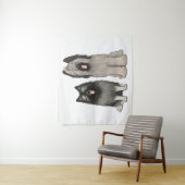 Keeshond und Briard Niedlich Cartoon Hunde Wandteppich (Beispiel)