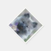 Keeshond und Columbine - Hundfoto Serviette (Ecke)