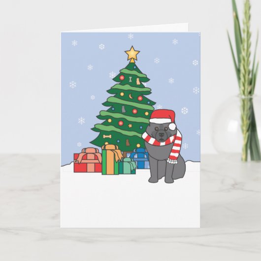 Keeshond-und Weihnachtsbaum Feiertagskarte (Vorderseite)