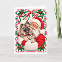 Keeshond und Weihnachtsmann-Weihnachtskarte