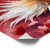 Keeshond Valentinstag Hund sitzt mit Herzen Rot Poster (Ecke)