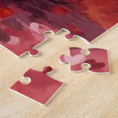 Keeshond Valentinstag Hund sitzt mit Herzen Rot Puzzle (Seite)