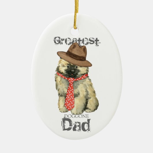 Keeshond Vater Keramik Ornament (Vorne)