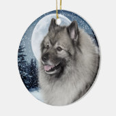 Keeshond-Verzierung Keramik Ornament (Links)