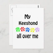 Keeshond Walks Design Postkarte (Vorne/Hinten)