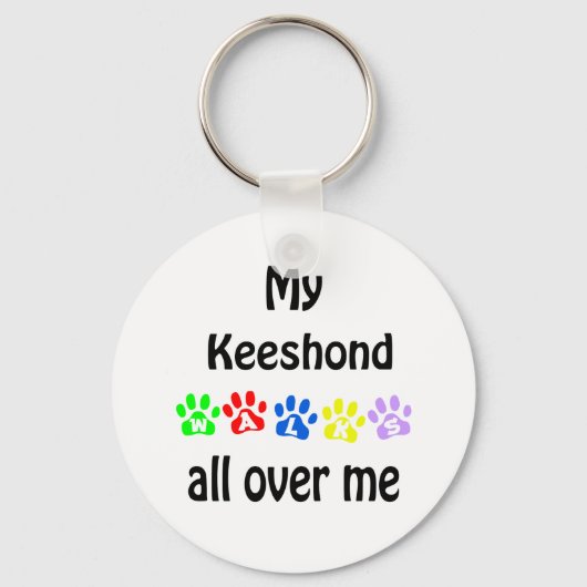 Keeshond Walks Design Schlüsselanhänger (Vorderseite)