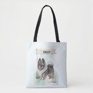 Keeshond-Wasserfarbe Personalisierte Hundetasche Tasche