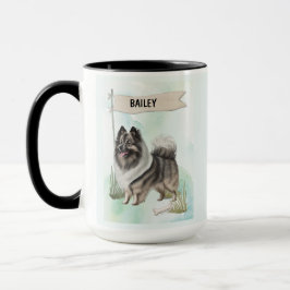 Keeshond-Wasserfarbe Personalisierter Hund Tasse