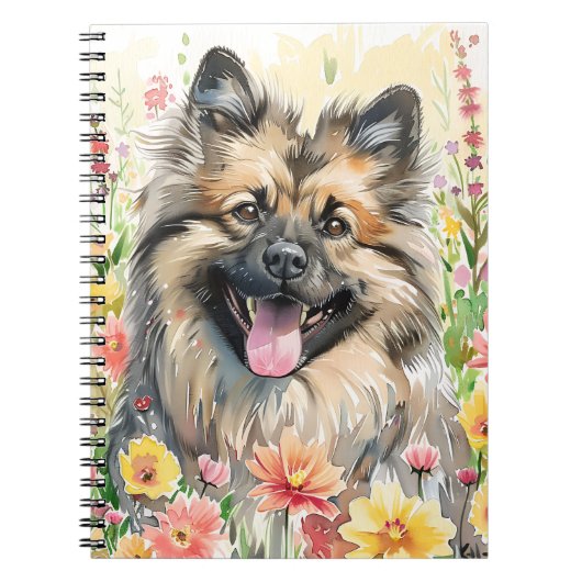 Keeshond-Wasserfarben-Journal Notizblock (Vorderseite)
