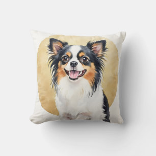 Keeshond-Wasserfarben-Spiral-Sonnenstrahl-Kunst Kissen