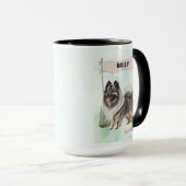  Keeshond Watercolor Personalized Dog Tasse (VorderseiteRechts)