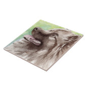 Keeshond Watercolor Portrait Fliese (Seite)