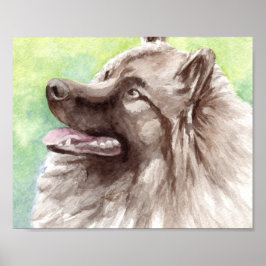 Keeshond Watercolor Portrait Poster