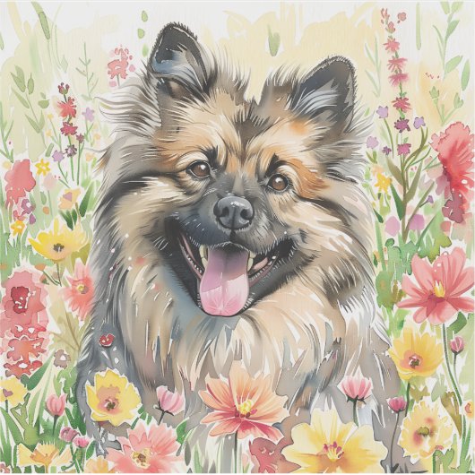 Keeshond Watercolor Sticker (Vorderseite)