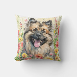 Keeshond Watercolor Throw Pillow Kissen